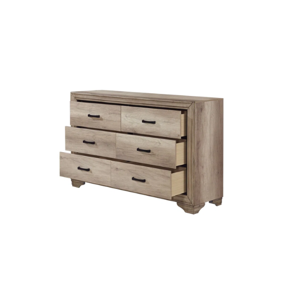 Elegant 4-Piece Rustic Wooden Queen Bedroom Set in Light Brown