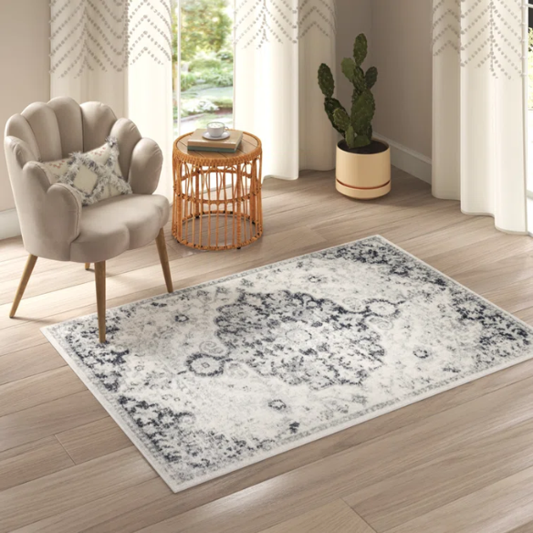 Timeless Traditional Woven Area Rug – Machine-Woven Polypropylene, Medium Pile, Durable and Easy to Clean