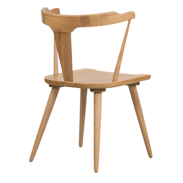 Solid Oak Dining Chair – Mid-Century Modern Splat Back, Tapered Legs, Non-Scratch Feet & Easy Assembly