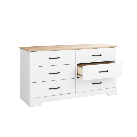 Rustic Modern 6-Drawer 53.25" W Double Dresser with Timeless Farmhouse Charm