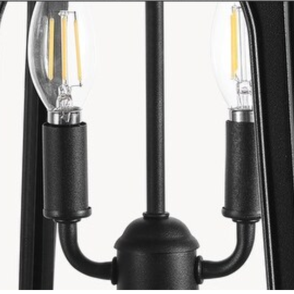 2-Light Black Outdoor Hanging Lantern Fixture with Clear Glass Shade – Modern Industrial Design for Porch, Patio, and Entryway