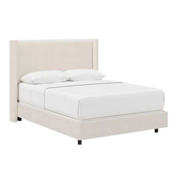 Cozy and Sleek Modern Queen Size Upholstered Wingback Bed