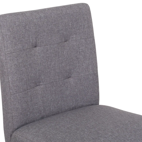 Upholstered 25" Counter Height Bar Stool – Modern Farmhouse Design with Tufted Back, Foam Padded Seat, Washed Grey Solid Wood Legs, and Durable Steel Footrest