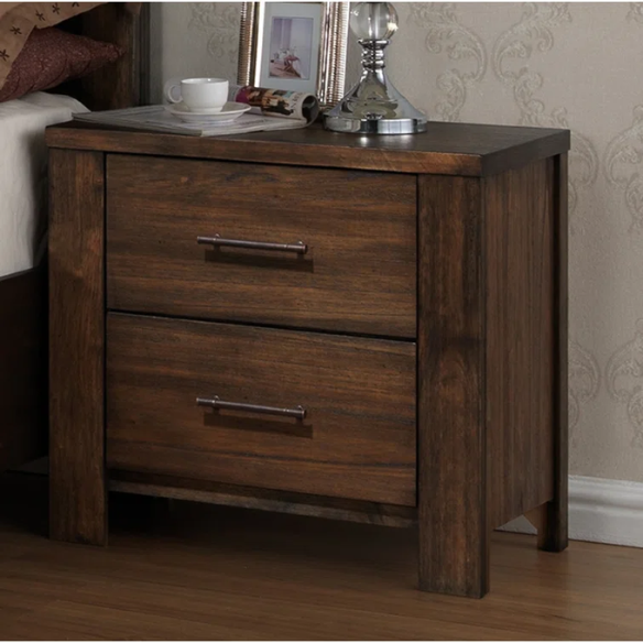 Rustic Cabin-Inspired 3-Piece King Bedroom Set – Durable Bed with Headboard Shelves and Footboard Drawers, Matching Nightstand and Dresser for Ample Storage