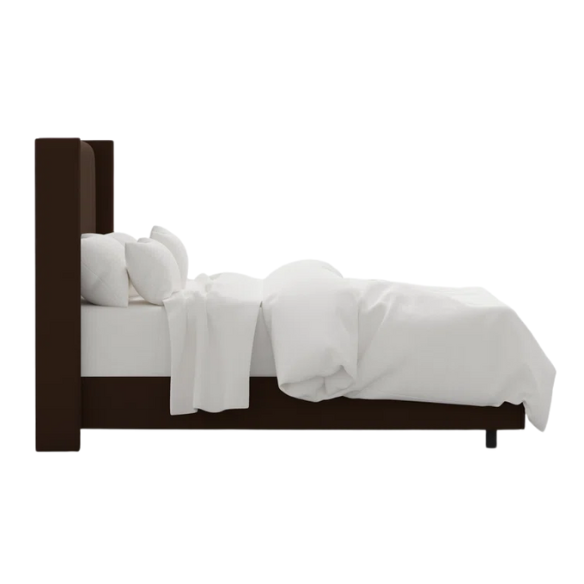 Cozy and Sleek Modern Queen Size Upholstered Wingback Bed