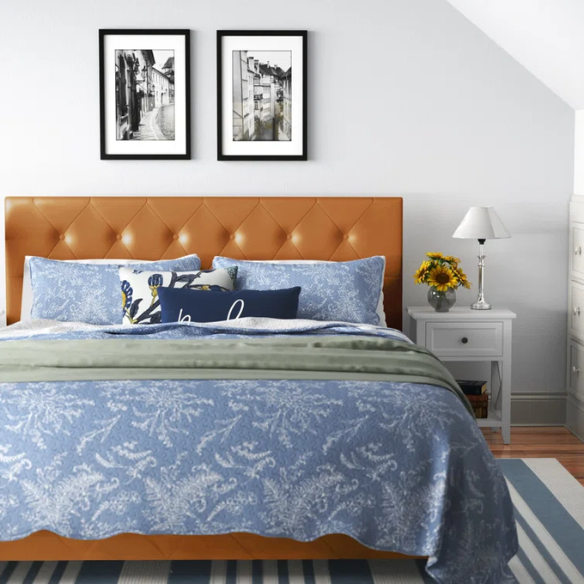 Luxurious Faux Leather Platform Bed – Full Double Size with Sleek Modern Design