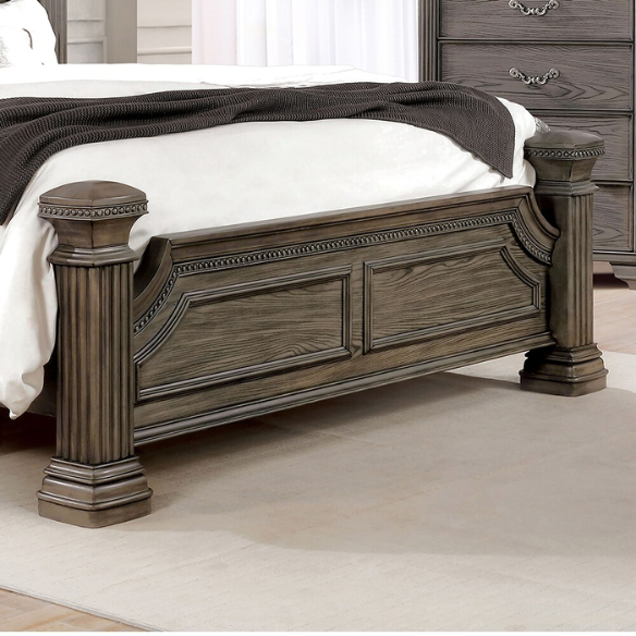 Elegant Traditional 3-Piece Wood Poster Bedroom Set with Beaded Trim, Reeded Posts, and USB Nightstands