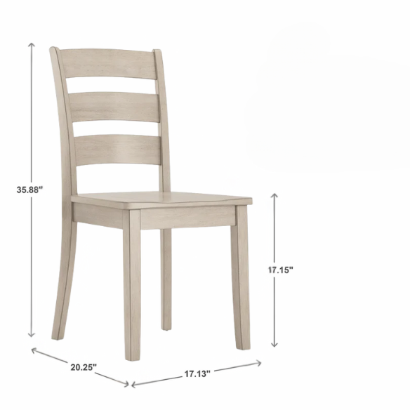 Farmhouse Ladder Back Dining Chairs – Set of 2 | Solid Wood, Distressed Finish