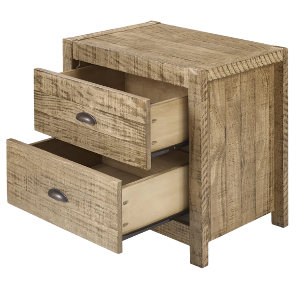 Heavy-Duty Solid Wood Twin Bedroom Set: 3-Piece Collection Featuring Sturdy Bed Frame and Two Bedside Tables