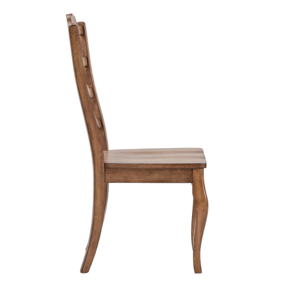 Rustic Ladder Back Solid Wood Dining Chairs (Set of 2) – Farmhouse Style Kitchen or Dining Room Seating