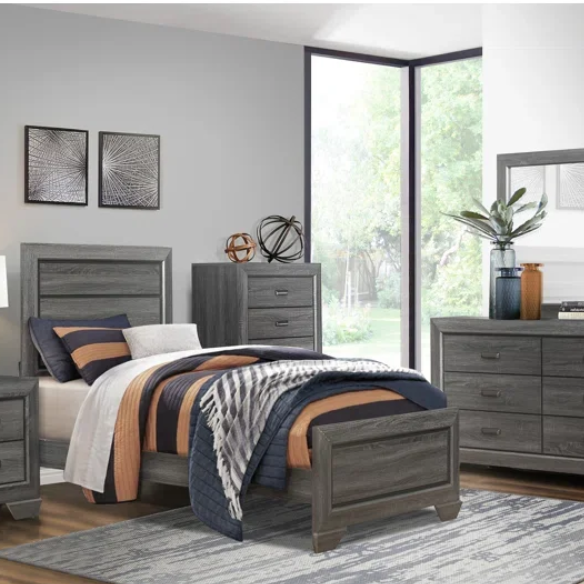 Luxurious Rustic Twin 4-Piece Solid Wood Bedroom Set: Timeless Style Meets Comfort
