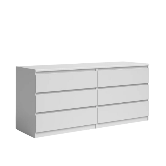 Versatile 60.5" 6-Drawer Double Dresser with Smooth Metal Glides and Clean-Lined Silhouette