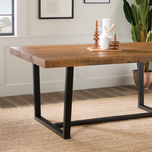 72-Inch Solid Wood Distressed Dining Table – Rustic Industrial Charm for Any Dining Room