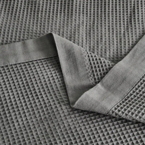 Cotton Waffle Weave Bed Blanket – Grey | All-Season Breathable Layer