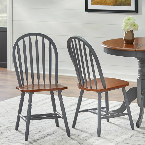 7-Piece Farmhouse Solid Wood Dining Set with Extension Leaf – Pedestal Table & Windsor Chairs