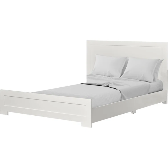 Neutral-Colored Solid Wood Queen Size Low Profile Platform Bed