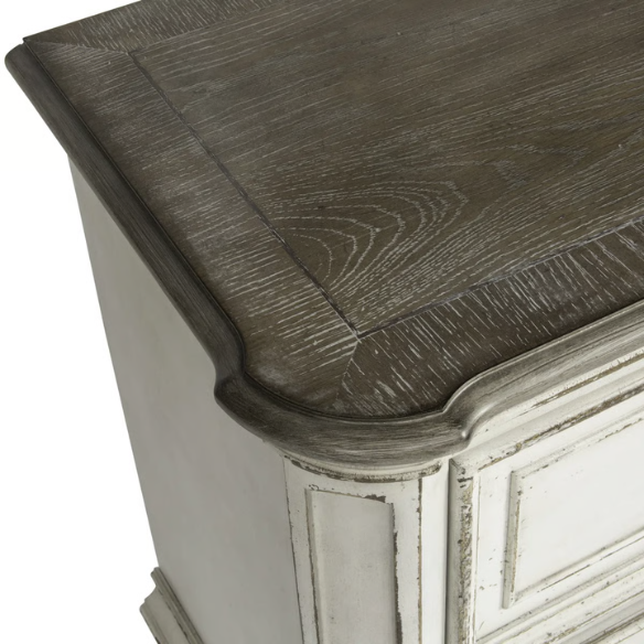 Upholstered Bed, Dresser, Mirror, and Nightstand Set in Antique White – Timeless Elegance, Refined Craftsmanship, and Distinctive Style