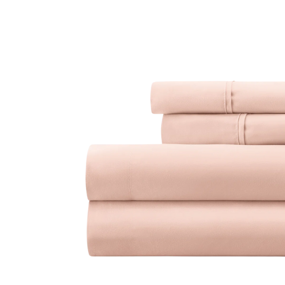 Light Pink Deep Pocket Microfiber Sheet Set – 4-Piece Soft, Wrinkle-Free Bedding with Pillowcases