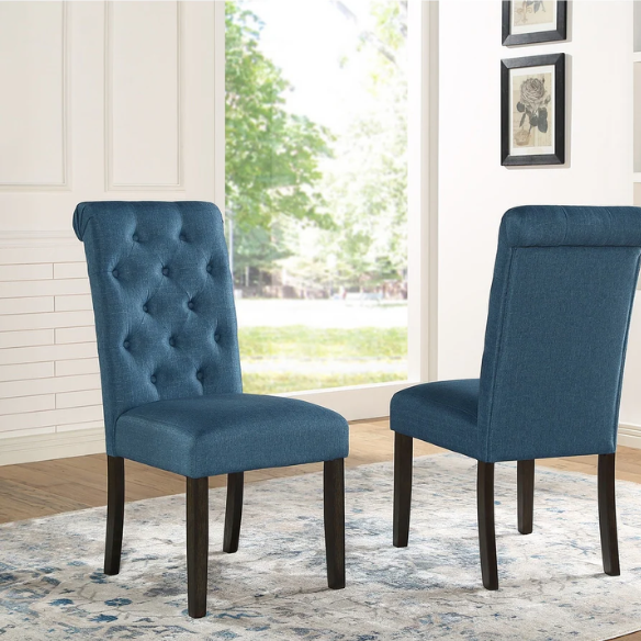 7-Piece Dark-Wash Wood Dining Set with Turned Legs – Classic Traditional Style with Distressed Finish