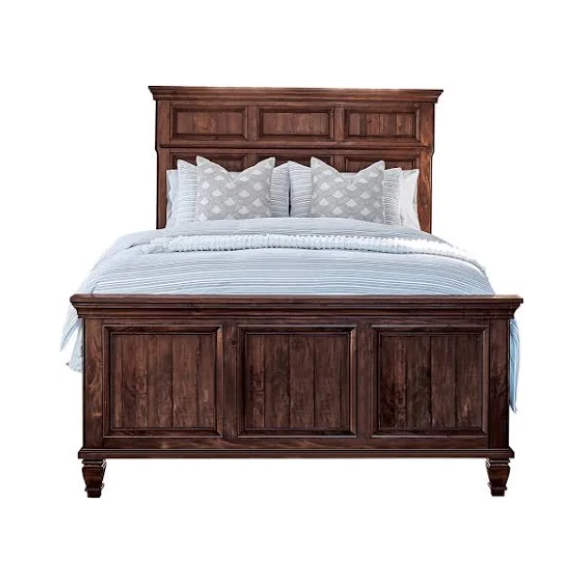 Exquisite Old-World Charm with Glamorous Flair – 5-Piece King Bedroom Set in Rich Brown with Crown Molding, Felt-Lined Drawers, and Built-In Outlets