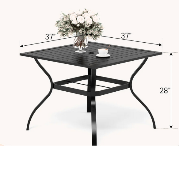Patio Dining Set | Outdoor Furniture with Table and Swivel Chairs | All-Weather Garden Furniture with Umbrella Hole for Shade