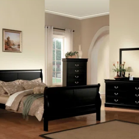 Elegant Sleigh Configurable Bedroom Set with Curved Headboard and Footboard, Clean Lines, and Exceptional Craftsmanship for a Relaxed, Casual Style