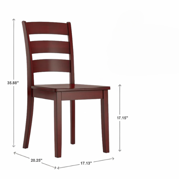 Farmhouse Ladder Back Dining Chairs – Set of 2 | Solid Wood, Distressed Finish