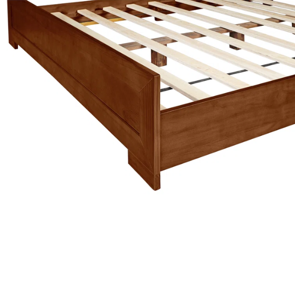 Neutral-Colored Solid Wood Queen Size Low Profile Platform Bed