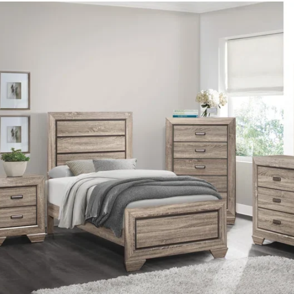 Luxurious Rustic Twin 4-Piece Solid Wood Bedroom Set: Timeless Style Meets Comfort