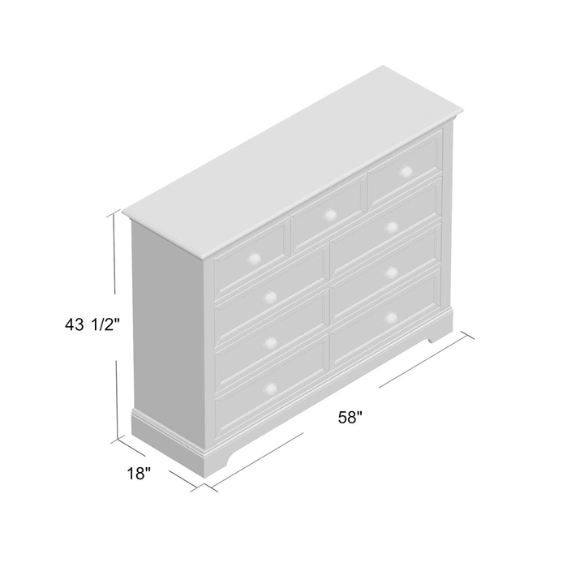 Traditional 9-Drawer Double Dresser with Beveled Edges, Picture Frame-Style Drawers