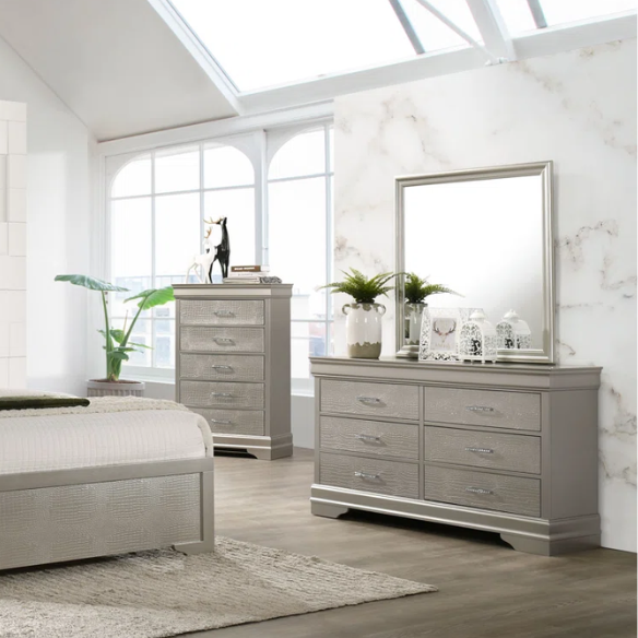 Luxurious 4-Piece Full Double Bedroom Set – Glamorous Faux Leather Design with Elegant Detailing