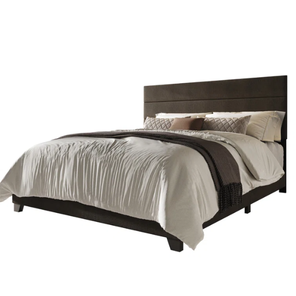 Modern King Size Upholstered Bed with Horizontal Channel Tufted Headboard – Simple, Sophisticated Design for a Contemporary Bedroom