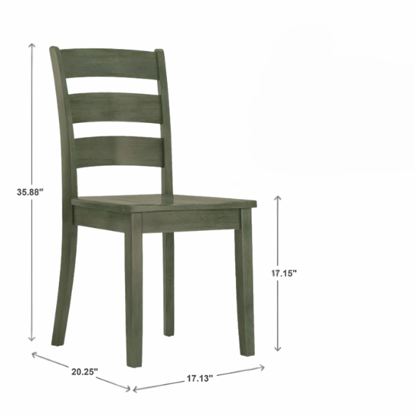Farmhouse Ladder Back Dining Chairs – Set of 2 | Solid Wood, Distressed Finish