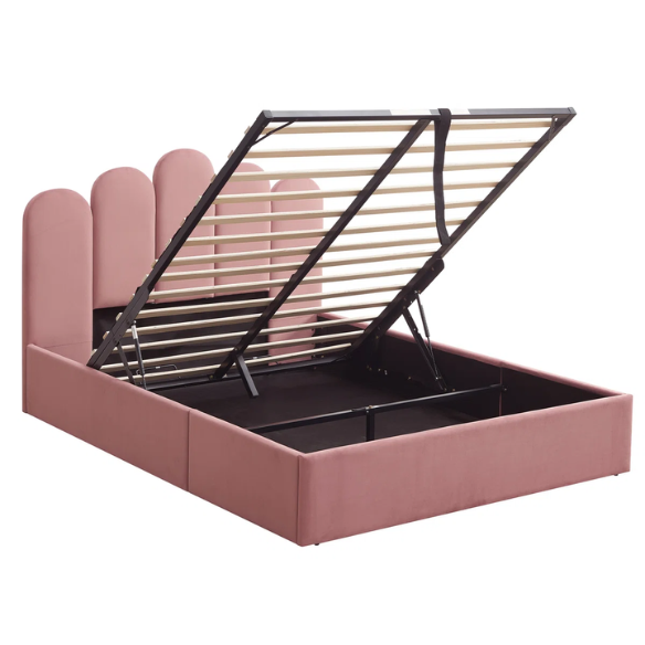 Elegant Hydraulic Velvet Upholstered Platform Bed – Full Double Size with Lift-Up Storage for Ultimate Space Saving