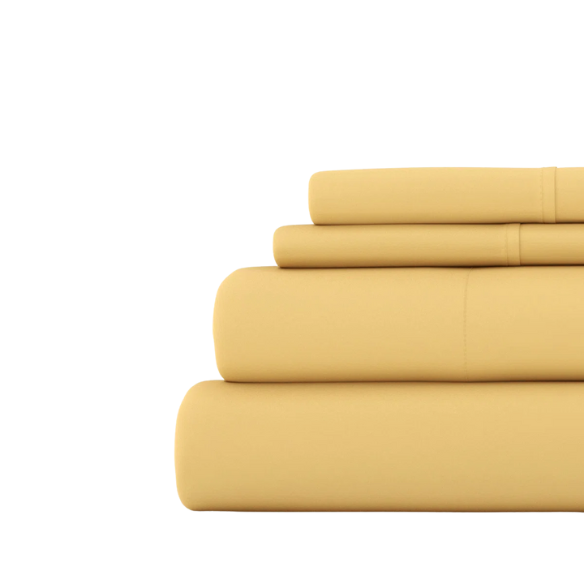 Yellow Deep Pocket Microfiber Sheet Set – 4-Piece Soft, Wrinkle-Free Bedding with Pillowcases