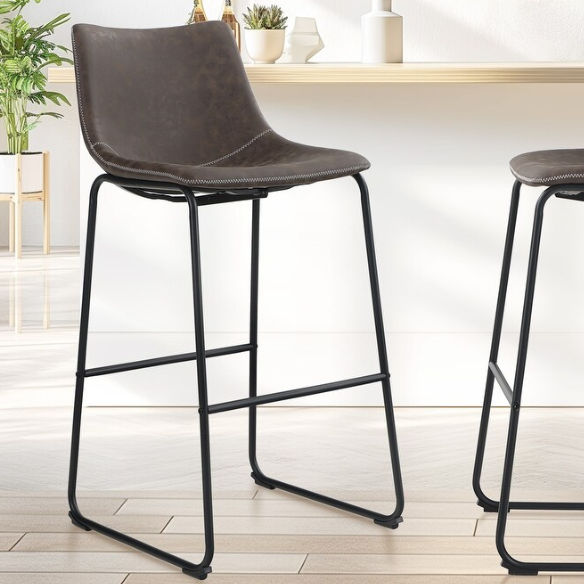 Square PU Leather Counter Height Bar Stools with Backrest – Set of 2 | Vintage-Inspired, Comfortable, and Easy to Assemble