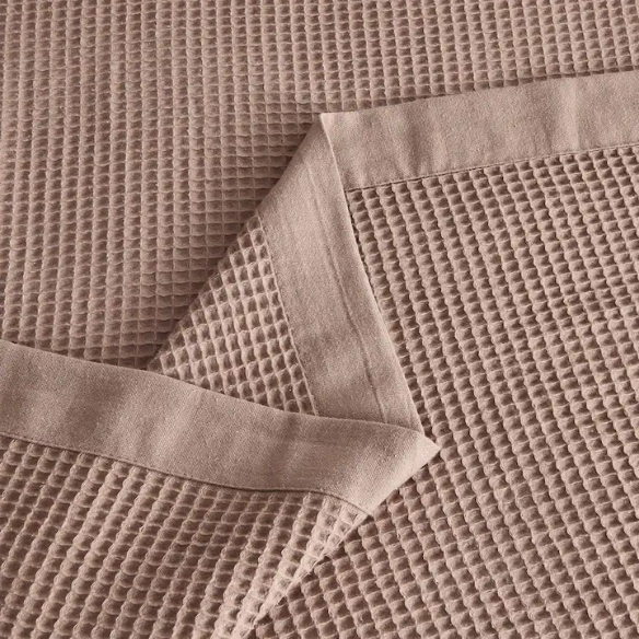 Cotton Waffle Weave Bed Blanket – Dusty Rose | All-Season Breathable Layer