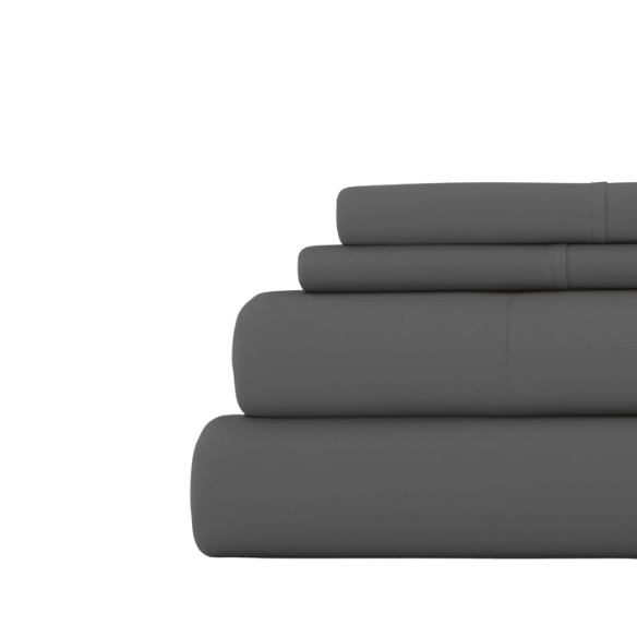 Grey Deep Pocket Microfiber Sheet Set – 4-Piece Soft, Wrinkle-Free Bedding with Pillowcases