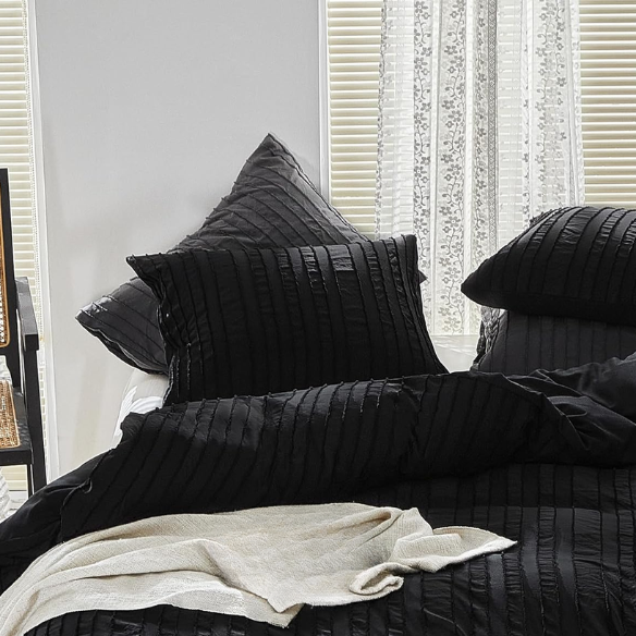 Luxurious Tufted Duvet Cover Set – Queen Size | Striped Textured Boho Bedding | Ultra-Soft Washed Microfiber | 3-Piece Set