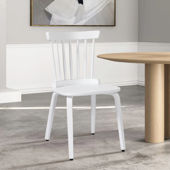 Solid Wood Slat Back Windsor Dining Chairs (Set of 2) – Sturdy, Eco-Friendly Construction with Ergonomic Backrest & Adjustable Foot Pads
