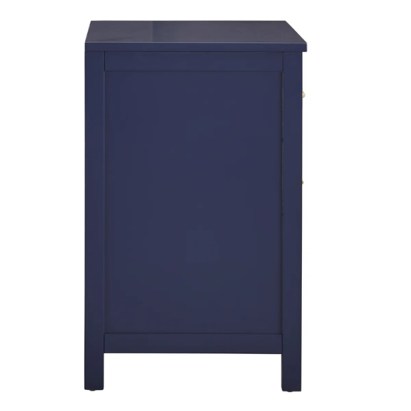 2-Drawer Nightstand – Traditional Solid Wood Frame with Inset Paneling, Neutral Finish, Gold Coastal-Inspired Drawer Pulls, Clean Lines & Spacious Surface for Bedroom Essentials