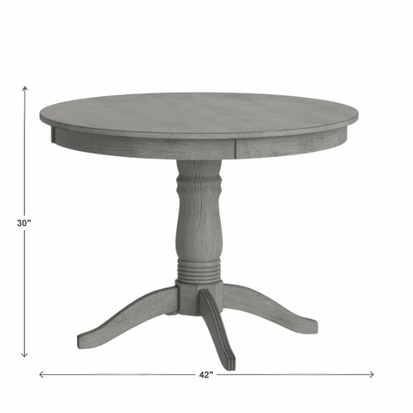 Round Pedestal Base Dining Table – Vintage Farmhouse Style with Distressed Finishes, Compact Design for Small Spaces, Timeless Classic Elegance