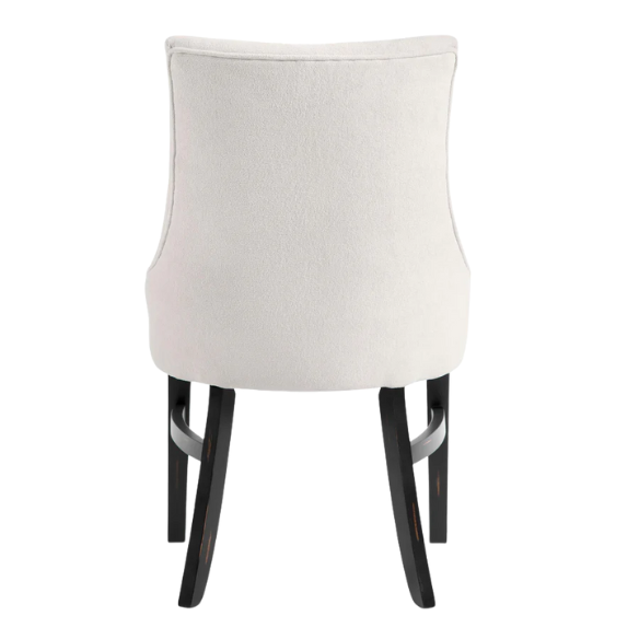 Beige Upholstered Farmhouse Dining Chairs with Black Wooden Legs (Set of 2) – Padded Comfort Seating for Kitchen or Dining Room