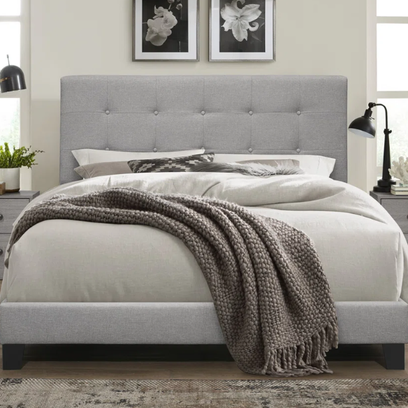 Light Grey Tufted Button Polyester 3-Piece Full Double Size Bedroom Set – Elegant Design with Plush Comfort and Sophisticated Style