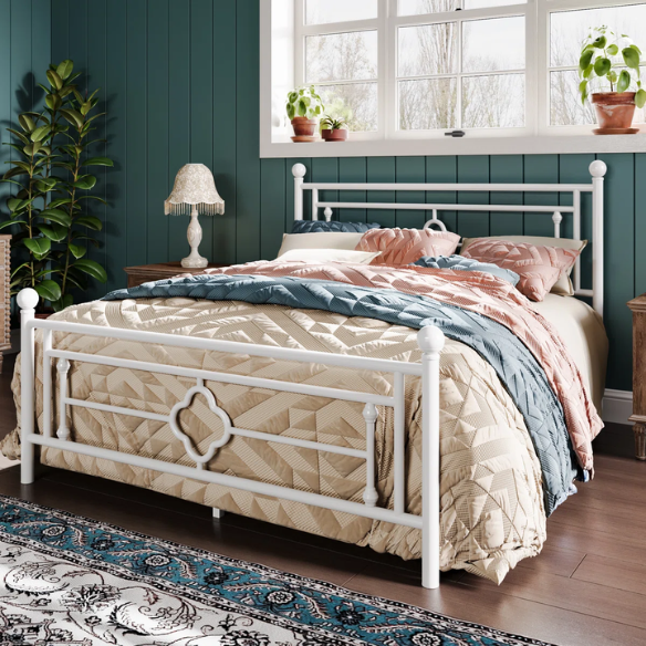 Durable Metal Platform Bed – Full Double Size with Sturdy Frame and Modern Design