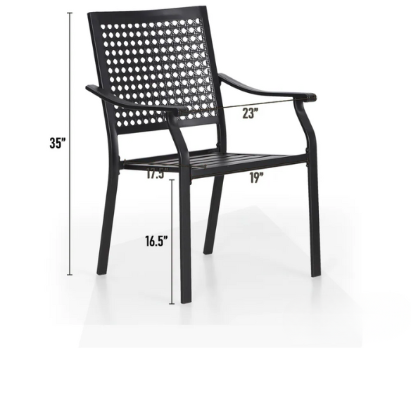 5-Piece E-Coated Metal Outdoor Patio Dining Set with Stackable Chairs – Durable, Comfortable, and Stylish for Your Outdoor Entertaining