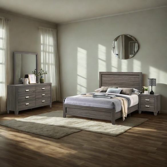 Chic Grey Wooden 4-Piece Twin Bedroom Set: Contemporary Style Meets Cozy Comfort
