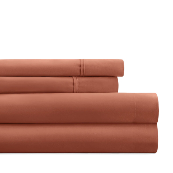 Terracotta Deep Pocket Microfiber Sheet Set – 4-Piece Soft, Wrinkle-Free Bedding with Pillowcases