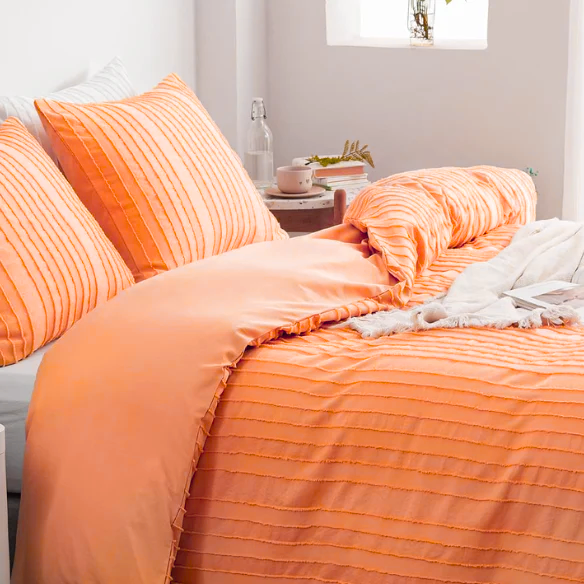 Luxurious Tufted Duvet Cover Set – Queen Size | Striped Textured Boho Bedding | Ultra-Soft Washed Microfiber | 3-Piece Set