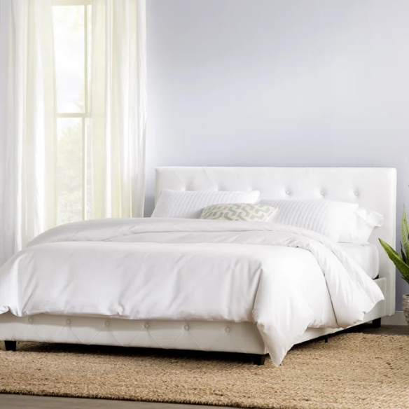 Luxurious Faux Leather Platform Bed – Full Double Size with Sleek Modern Design